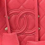 Caviar Quilted CC North South Filigree Vanity Case Pink