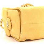 Suede Quilted Mini Chanel 25 Handbag Yellow