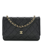 Caviar Quilted Wallet on Chain WOC Black