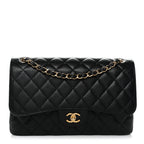 Caviar Quilted Jumbo Double Flap Black