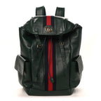 Grained Calfskin Medium Ophidia Double Buckle Backpack Green