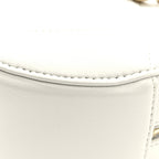 Shiny Goatskin Quilted Chanel 19 Round Clutch With Chain White