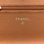 Caviar Quilted Wallet on Chain WOC Dark Beige