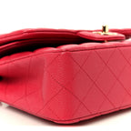 Caviar Quilted Small Double Flap Dark Pink