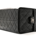 Shiny Crumpled Calfskin Quilted Small Chanel 25 Handbag Black