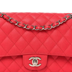 Caviar Quilted Medium Double Flap Dark Pink