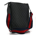 GG Supreme Monogram Web Small Flat Messenger Bag Black Grey