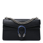 Dollar Calfskin Enamel Small Dionysus Shoulder Bag Black Electric Blue