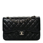 Caviar Quilted Jumbo Double Flap Black