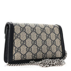 GG Supreme Monogram Textured Dollar Calfskin Super Mini Dionysus Shoulder Bag Beige Blue