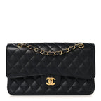 Caviar Quilted Medium Double Flap Black