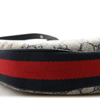 GG Supreme Monogram Textured Calfskin Web Large Attache Shoulder Bag Beige Blue
