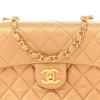 Metallic Lambskin Quilted Mini Square Flap Bronze
