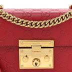Guccissima Small Padlock Shoulder Bag Hibiscus Red