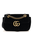 Velvet Matelasse Mini GG Marmont Shoulder Bag Black