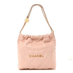 Shiny Calfskin Quilted Small Chanel 22 Light Pink