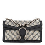 GG Supreme Monogram Textured Dollar Calfskin Small Rectangular Dionysus Shoulder Bag Beige Blue