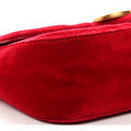 Velvet Matelasse Mini GG Marmont Shoulder Bag Hibiscus Red