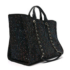 Calfskin Sequin Medium Deauville Tote Black