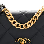 Goatskin Quilted Medium Chanel 19 Flap Navy Blue