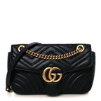 Calfskin Matelasse Small GG Marmont Shoulder Bag Black