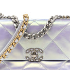 Iridescent Calfskin Quilted Medium Chanel 19 Flap Light Purple Blue