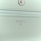 Caviar Quilted Wallet on Chain WOC Light Blue