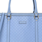 Soft Microguccissima Small Zippered Satchel Light Blue