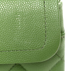 Caviar Quilted Small Double Flap Green