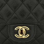 Caviar Quilted Medium Double Flap Black