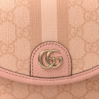 GG Supreme Monogram Textured Dollar Calfskin Mini Ophidia Flap Shoulder Bag Rose Pink