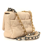 Shiny Goatskin Quilted Medium Chanel 19 Flap Beige