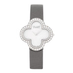 18K White Gold Satin Diamond Bezel Mother of Pearl 30mm Alhambra Quartz Watch