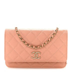 Caviar Quilted Perforated Metal CC Wallet On Chain WOC Beige