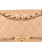 Caviar Quilted Medium Double Flap Beige