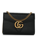 Calfskin GG Marmont Chain Wallet Black
