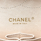 Iridescent Caviar Quilted Jumbo Double Flap Beige