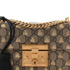 GG Supreme Monogram Bees Small Padlock Shoulder Bag Black