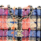 Tweed Quilted Mini Rectangular Flap Blue Orange Pink