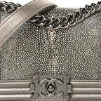 Galuchat Stingray Small Boy Flap Silver