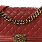 Caviar Quilted Medium Boy Flap Dark Red