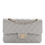 Caviar Quilted Small Double Flap Grey
