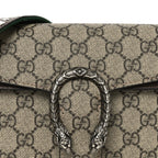 GG Supreme Web Monogram Textured Dollar Calfskin Dionysus Small Shoulder Bag Beige Ebony New Acero