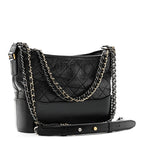 Aged Calfskin Quilted New Medium Gabrielle Hobo Black