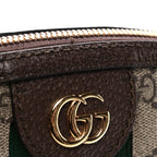 GG Supreme Monogram Textured Dollar Calfskin Web Small Ophidia Dome Shoulder Bag Beige Ebony New Acero