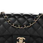 Lambskin Quilted Mini Rectangular Flap Black