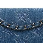 Denim Bleached Chain Medium Double Flap Blue