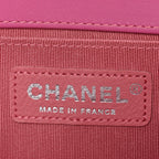 Patent Tweed Medium Boy Flap Fuchsia