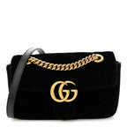 Velvet Matelasse Mini GG Marmont Shoulder Bag Black