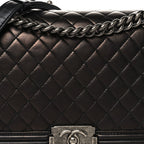 Lambskin Quilted New Medium Boy Flap Black